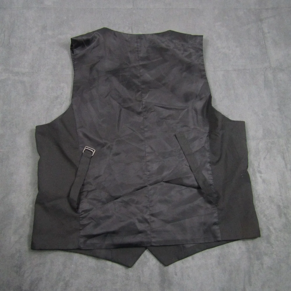 Van Heusen Suit Vest Men XXL Black Formal Button Front Adjustable Back 00656